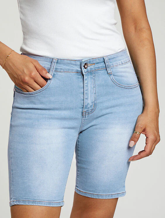 Bermuda met vervaagde jeanslook - Lichtblauw - Image 4