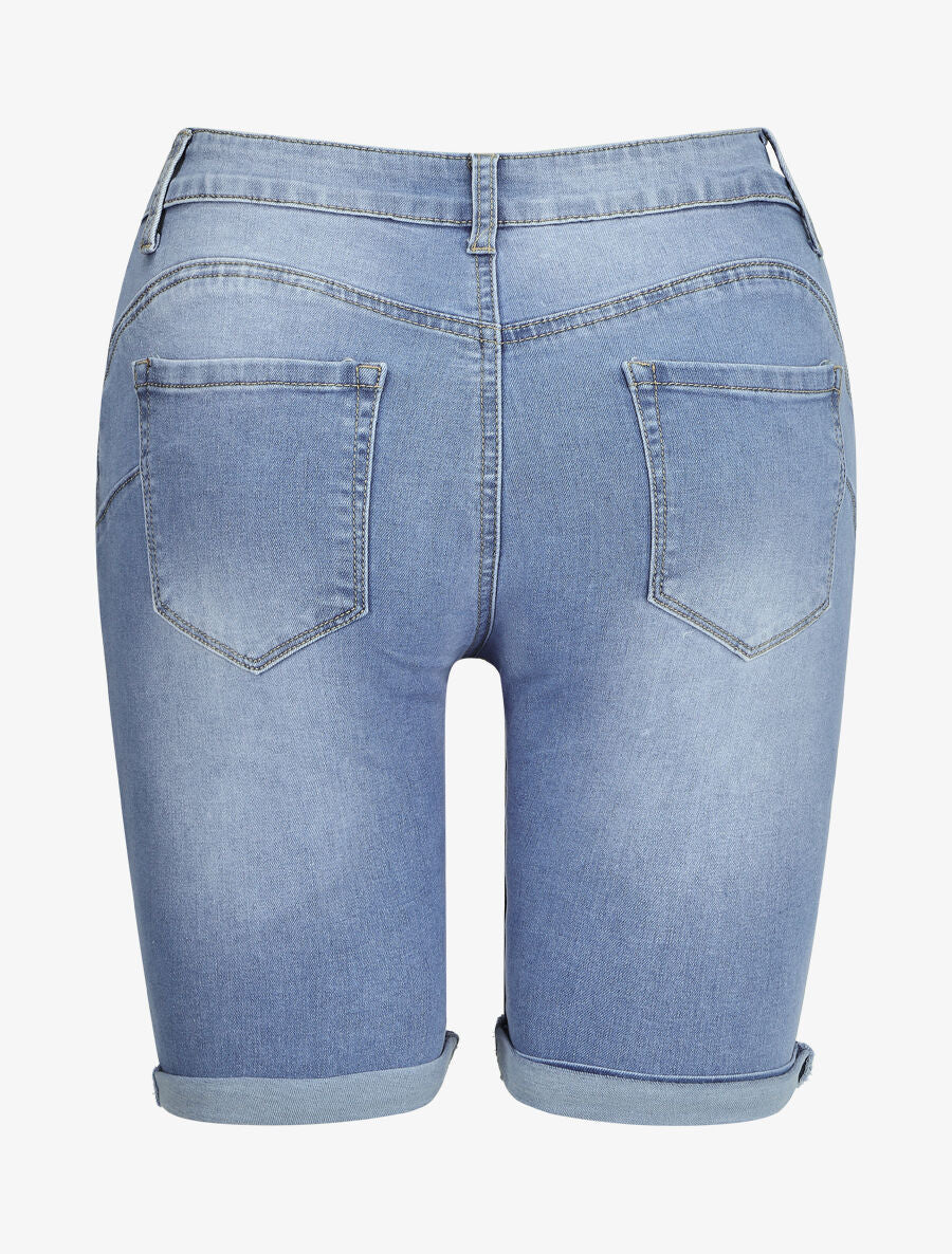 Bermuda push up gescheurd - Blauw denim - Image 2