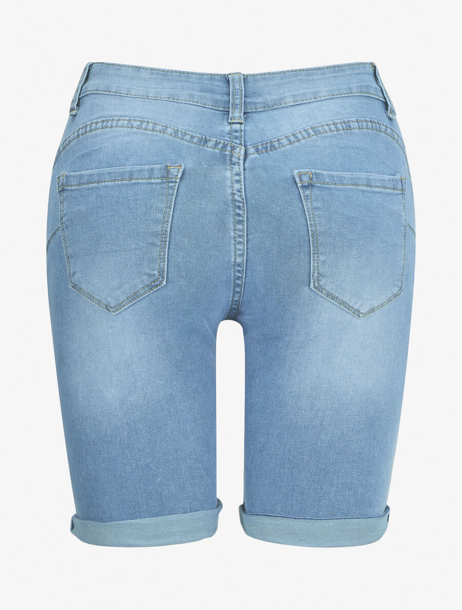 Bermuda push up met knieƫn - Blauw denim - Image 2