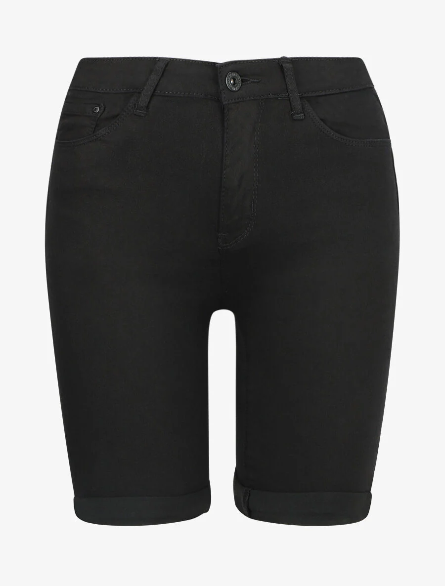 Bermuda stretch met omgekeerde - Zwart