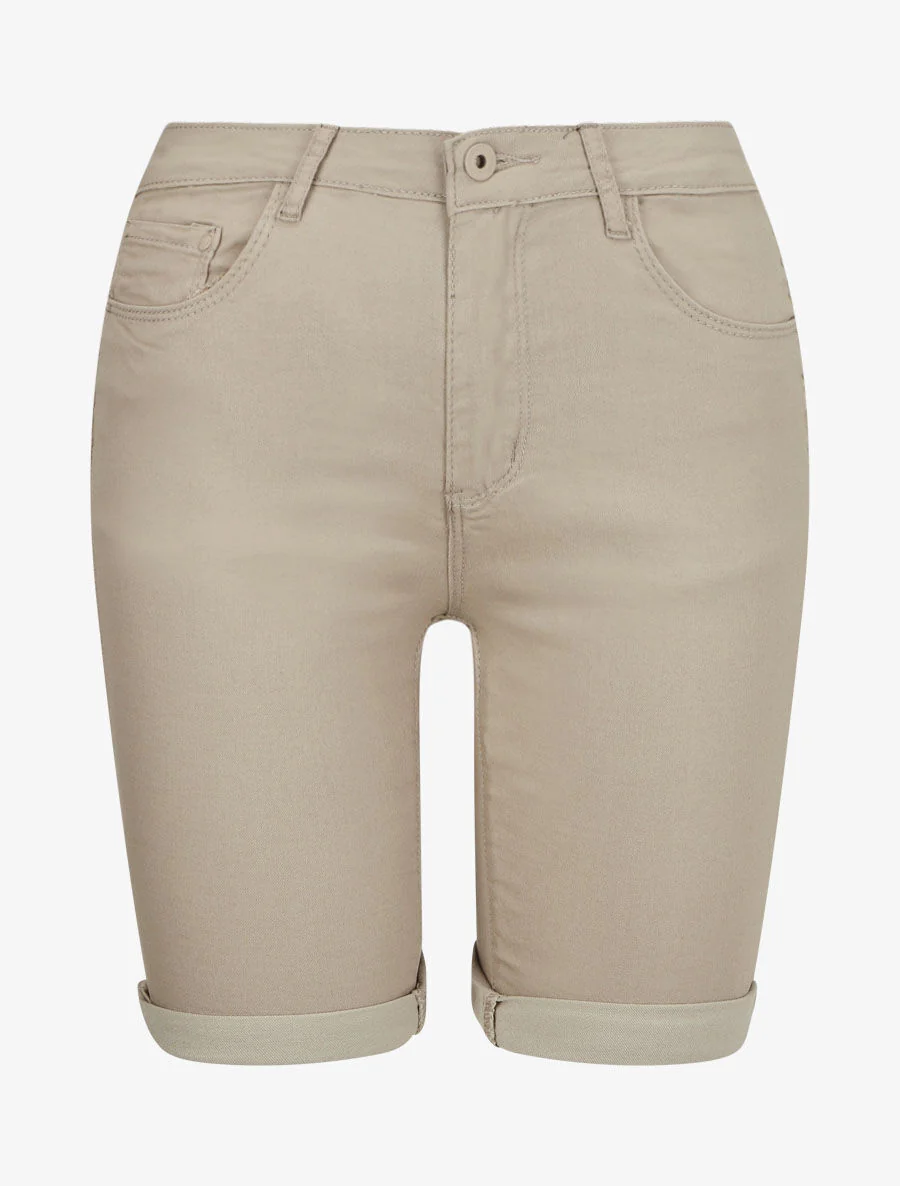 Bermuda stretch met omgekeerde - Taupe