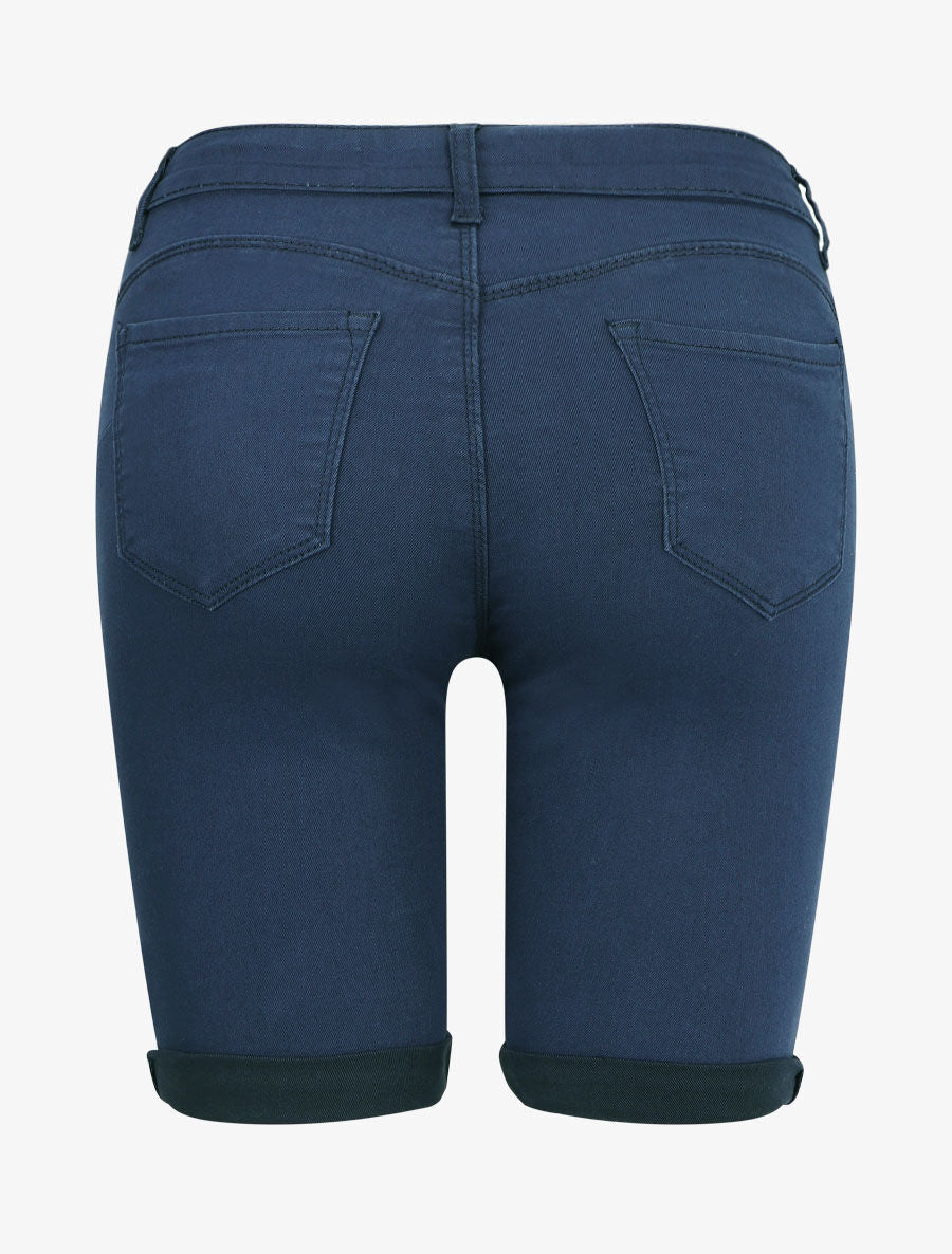 Bermuda stretch met omgekeerde - Donkerblauw - Image 2