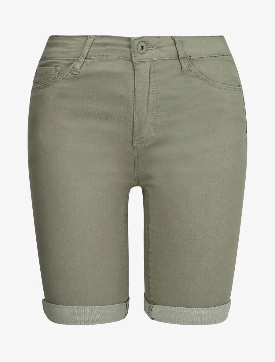 Bermuda stretch met omgekeerde - Kakigroen