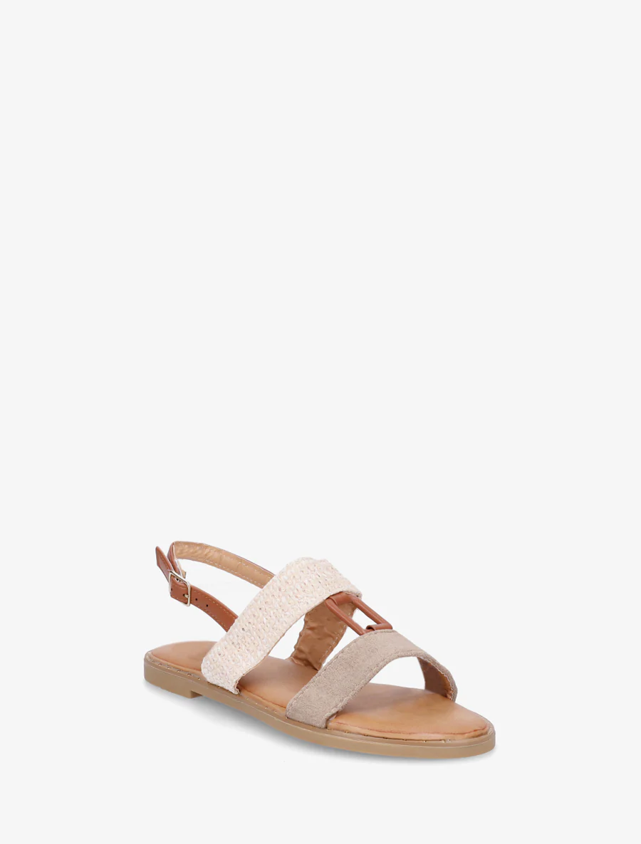 Bi-materiaal sandalen met rechthoekig sieraad - Mol - Image 2