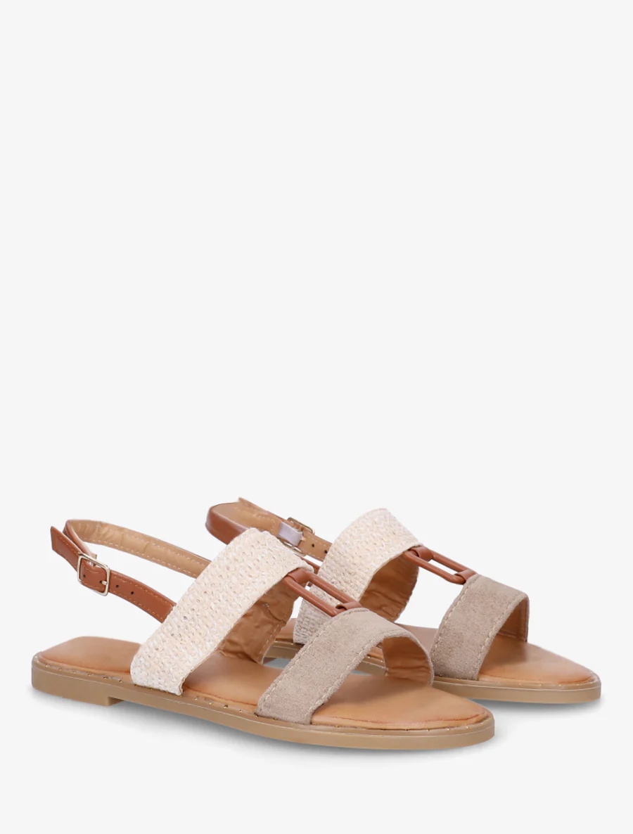 Bi-materiaal sandalen met rechthoekig sieraad - Mol - Image 4