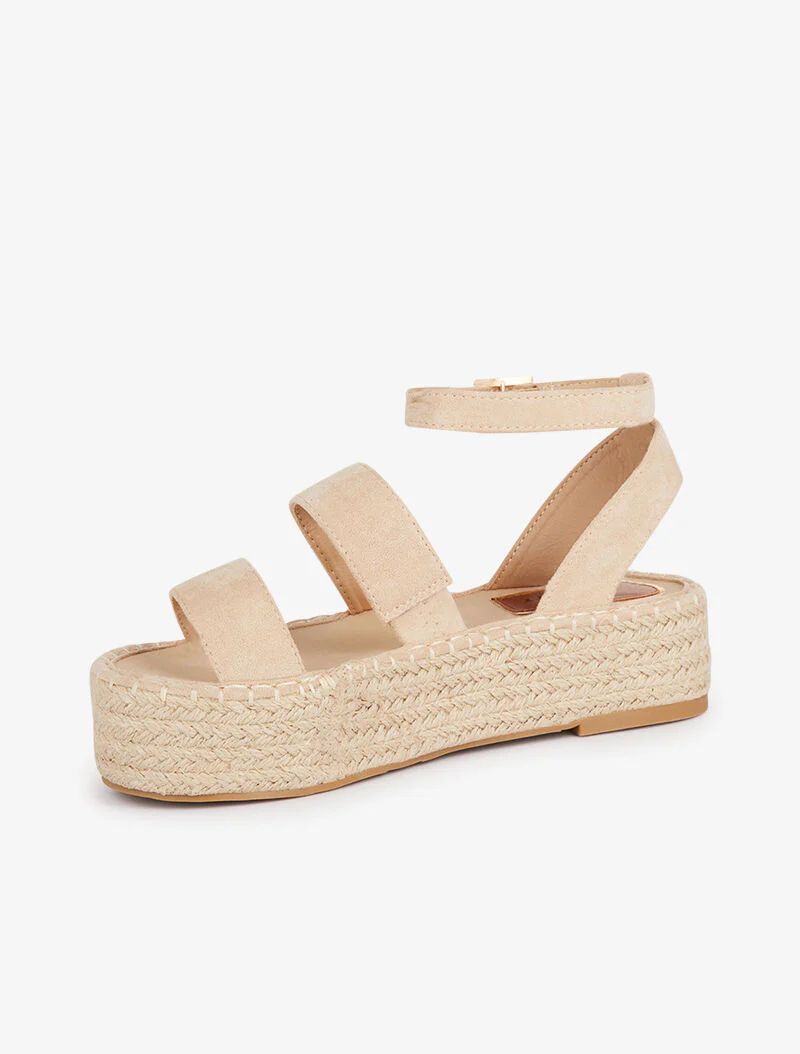 Tweekleurige plateau sandalen - beige - Image 4