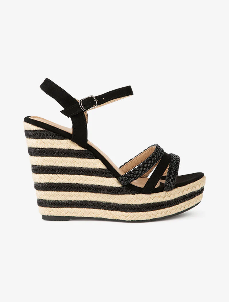 Verhoogde schoenen met tweekleurige zool - zwart