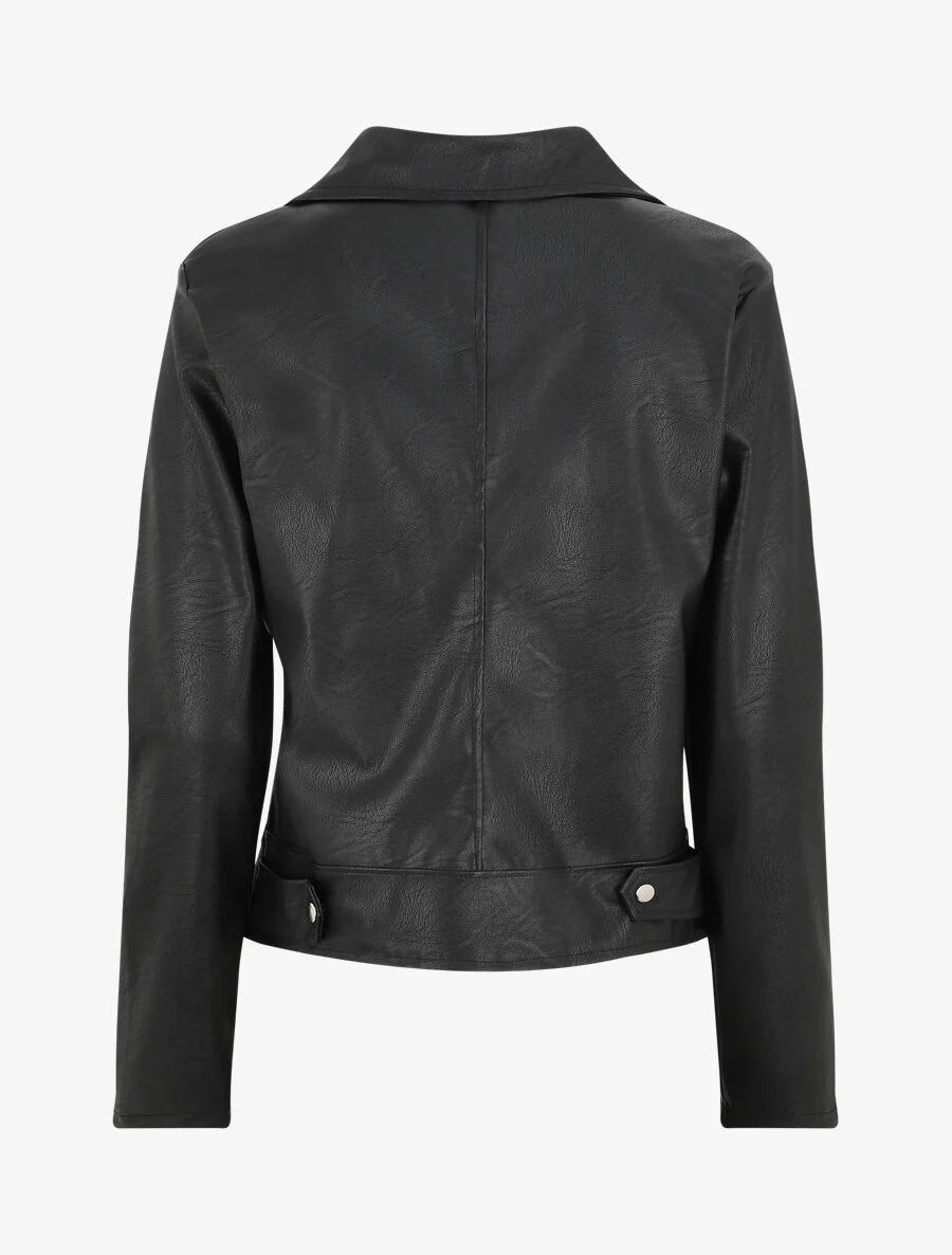 Bikerjack van imitatieleer in recht model - Zwart - Image 2