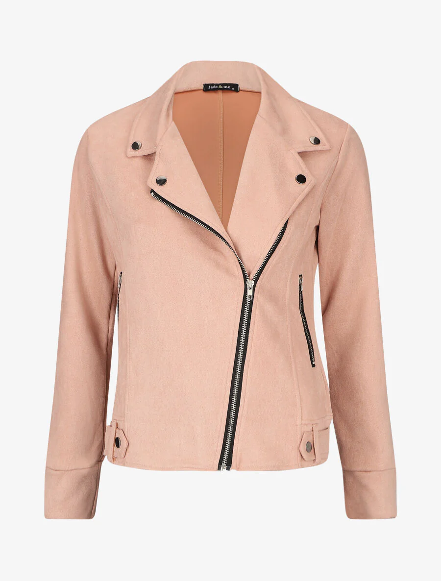 Bikerjack van imitatiesuède - Roze