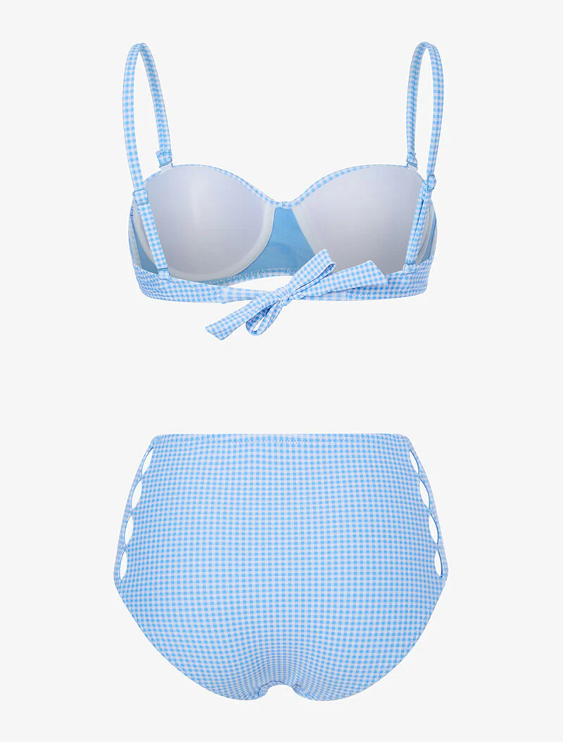 Bikini 50's met kleine ruitjes - lichtblauw - Image 2