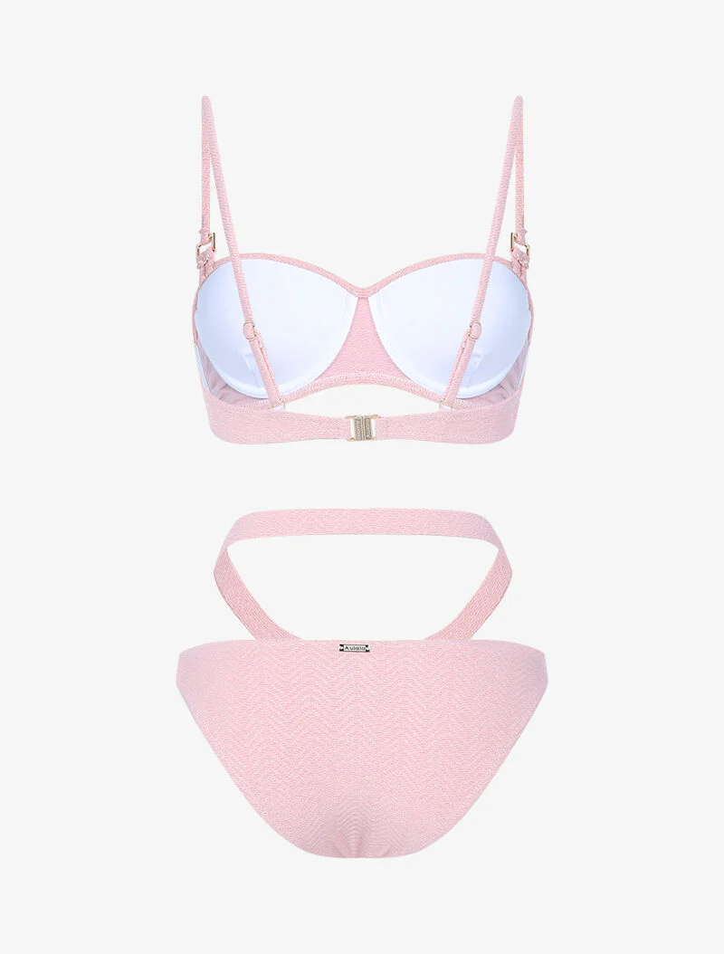 Textuur en glinsterende balconette bikini - roze - Image 2