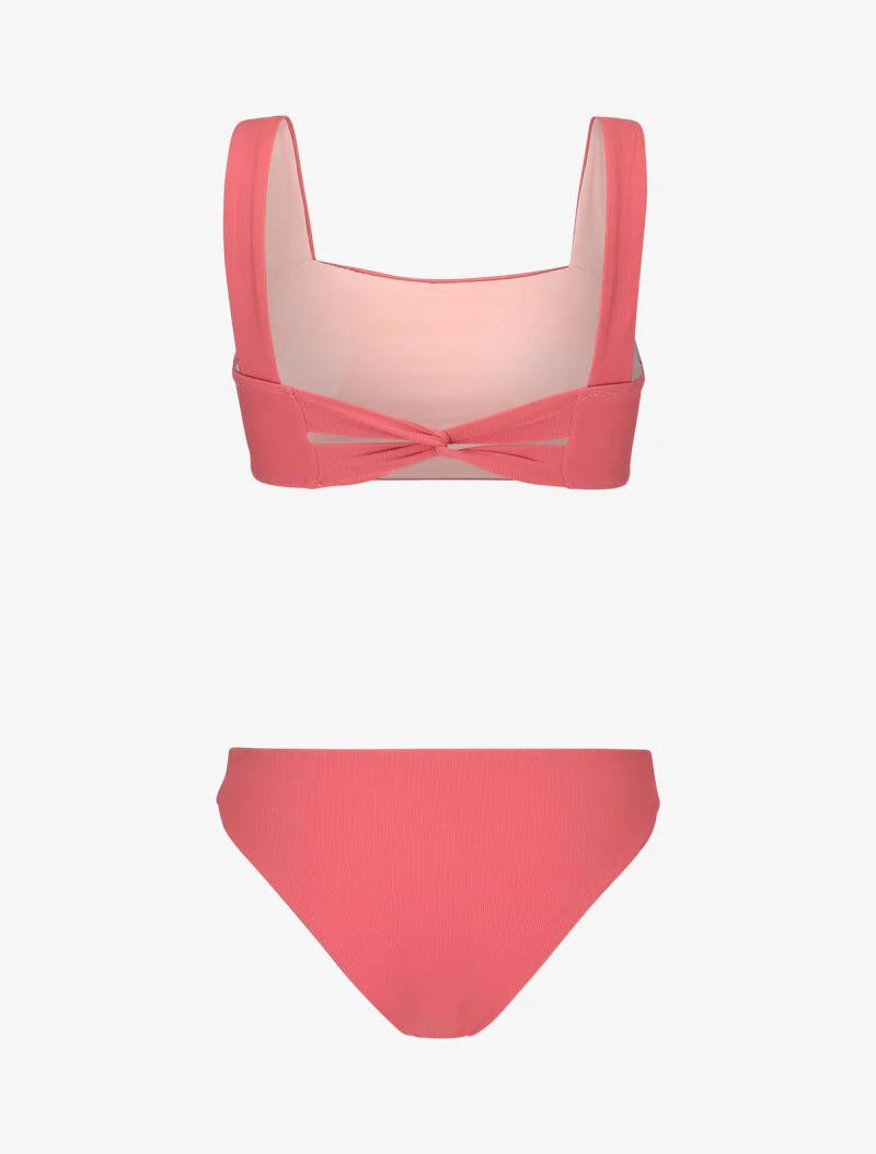 Geribde bandeau bikini - roze - Image 2