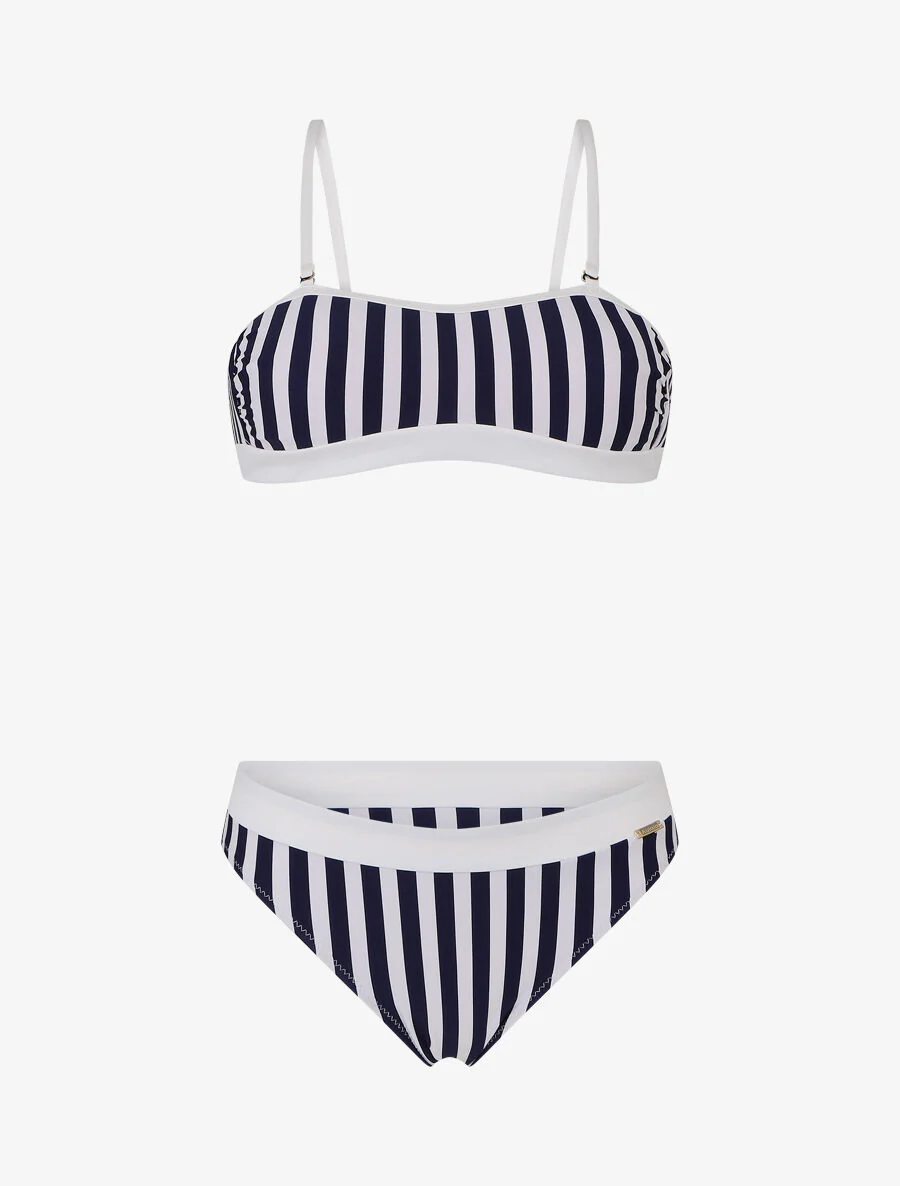 Bandeau bikini met strepen - Marineblauw