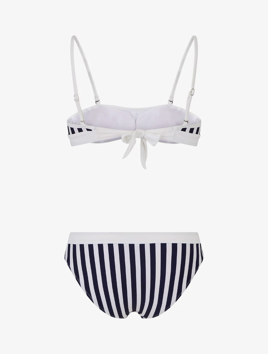 Bandeau bikini met strepen - Marineblauw - Image 2