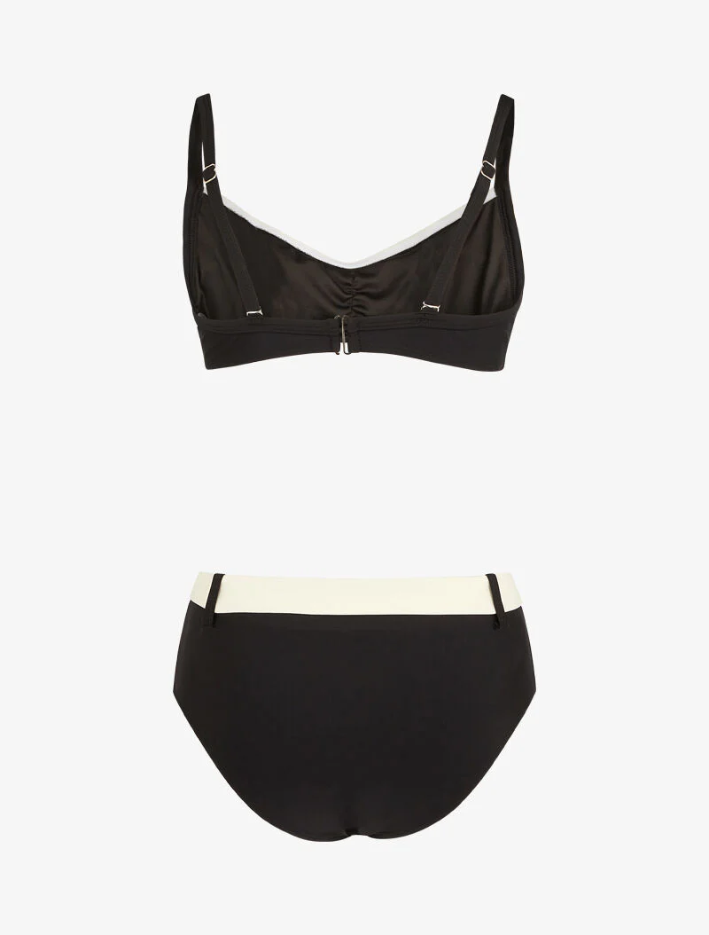 Bikini bh en hoog uitgesneden slip met riem - zwart - Image 2