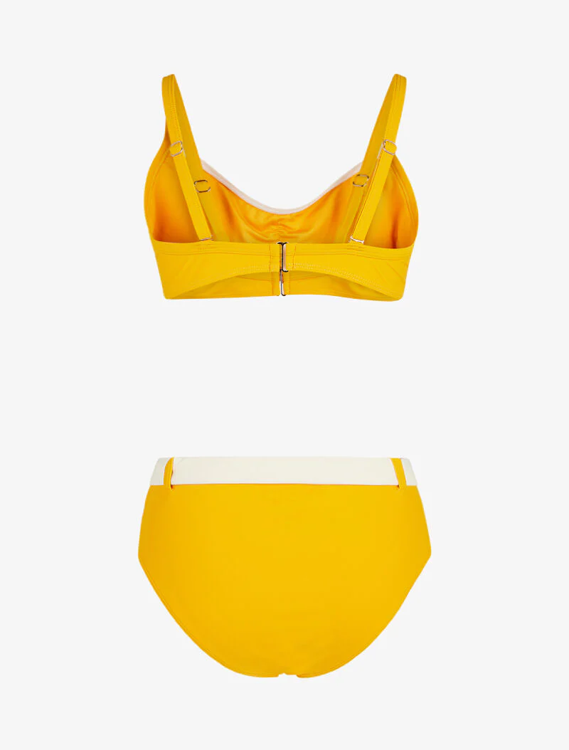 Bikini beha en hoog uitgesneden slip met riem - mosterdkleurig - Image 2