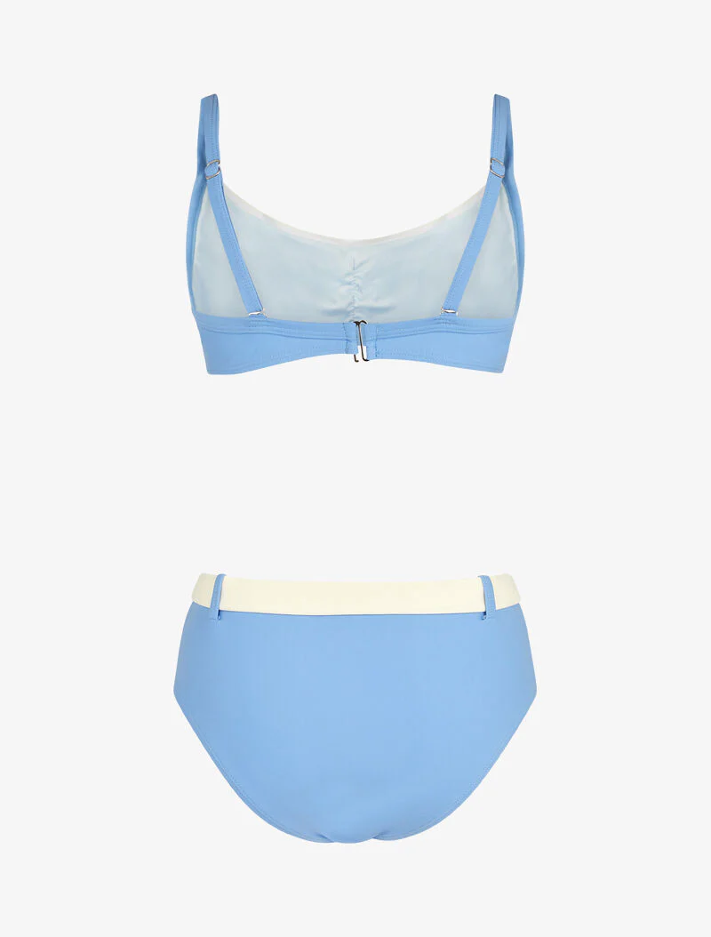 Bikini bh en hoog uitgesneden slip met riem - lichtblauw - Image 2