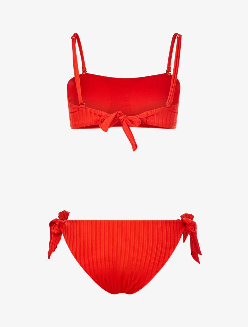 Geribde bikinitop - rood - Image 2