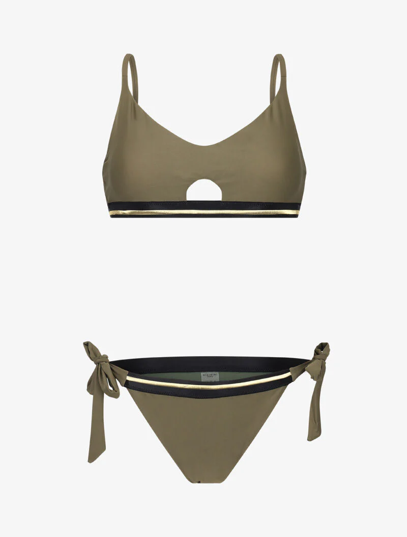 Bikini-bh met gouden bandjes - kaki