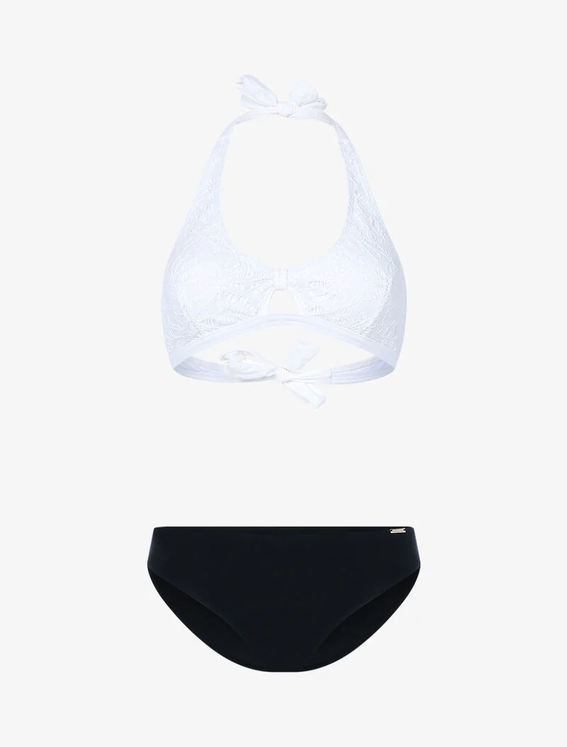 Bikini met gehaakte buste niet bijpassend - wit/zwart - wit en zwart