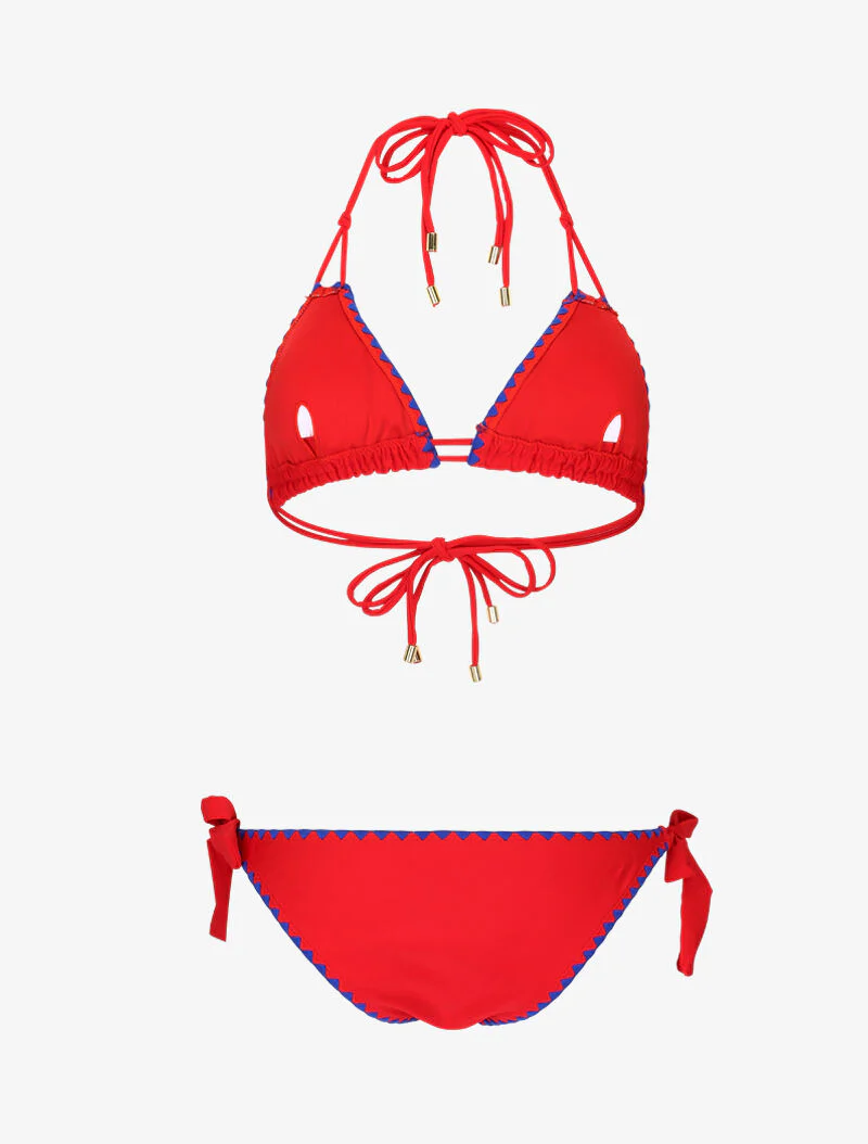 Driehoekige bikini met schelpen - rood - Image 2