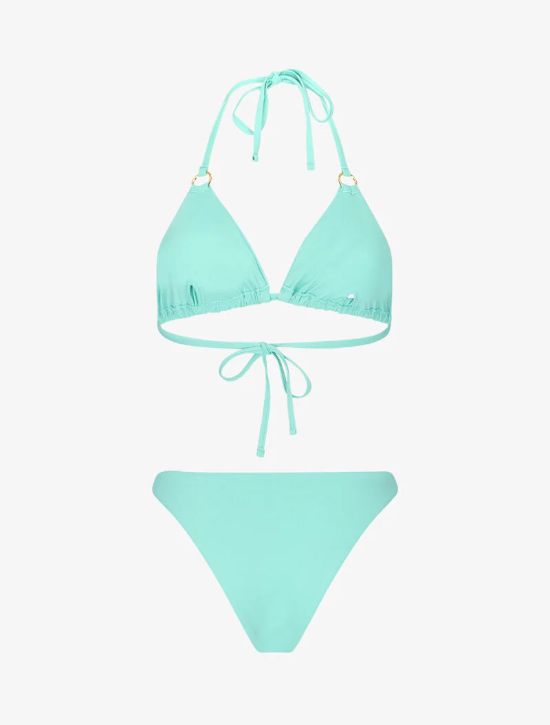 Driehoekige bikini met gouden ringen - lichtblauw - Image 2