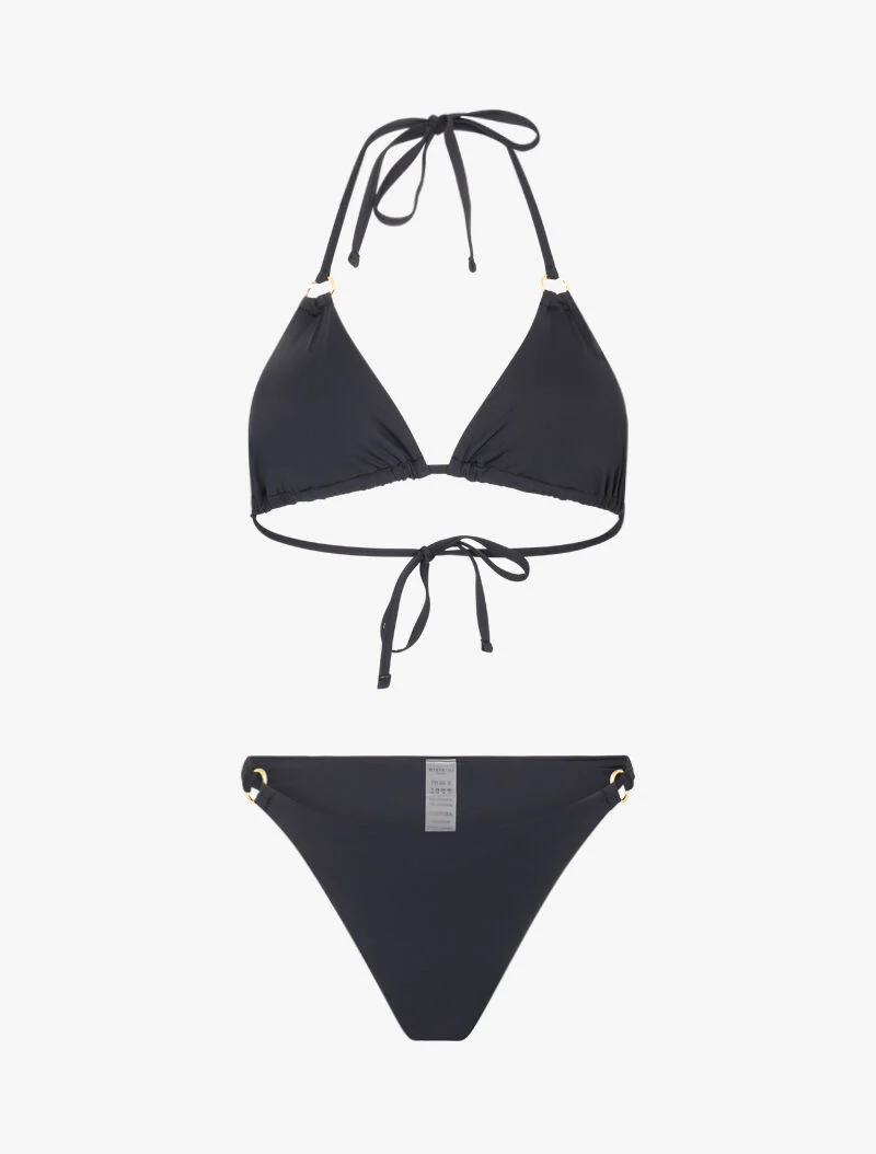 Driehoekige bikini met gouden ringen - zwart