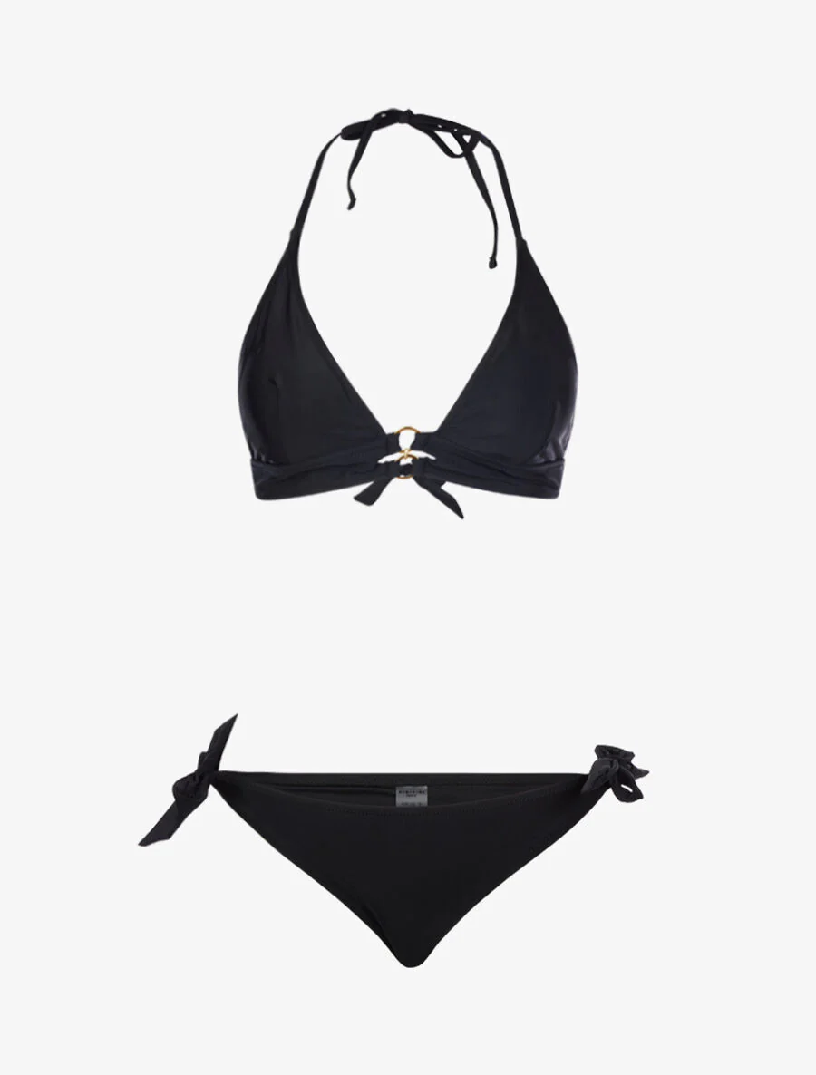 Triangle bikini met ringdetails - Zwart