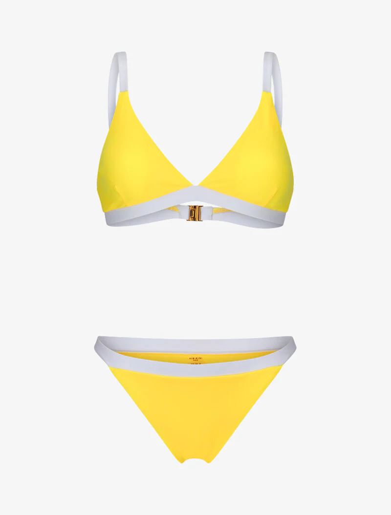 Tweekleurige triangelbikini - geel