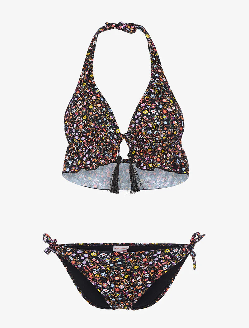 Volant bikini top - zwart