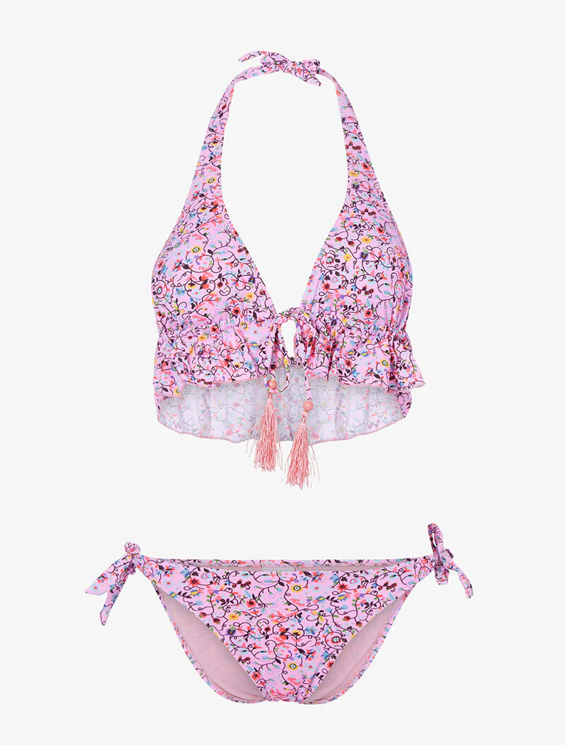 Ruches driehoekige bikini - roze