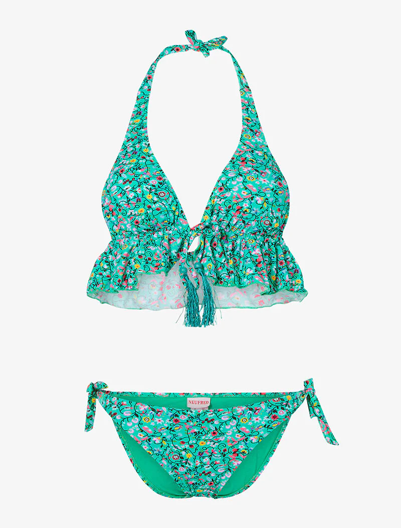 Ruches driehoekige bikini - groen
