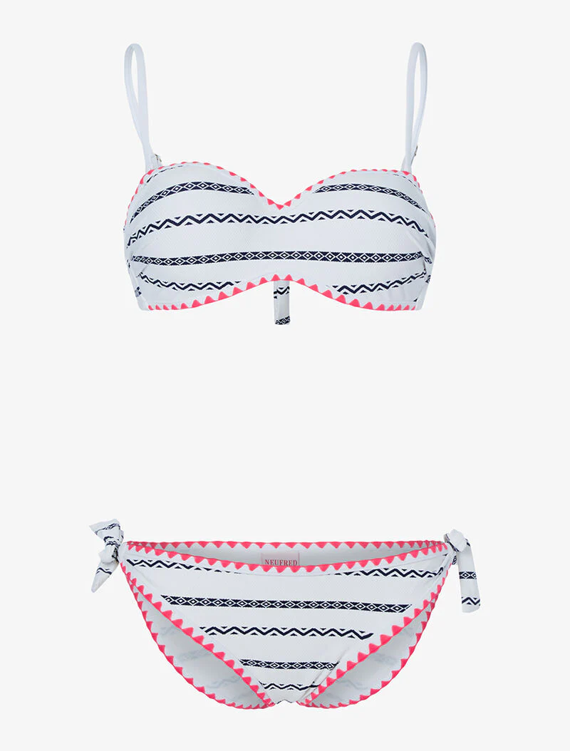 Etnisch bedrukte bikini - wit/marine