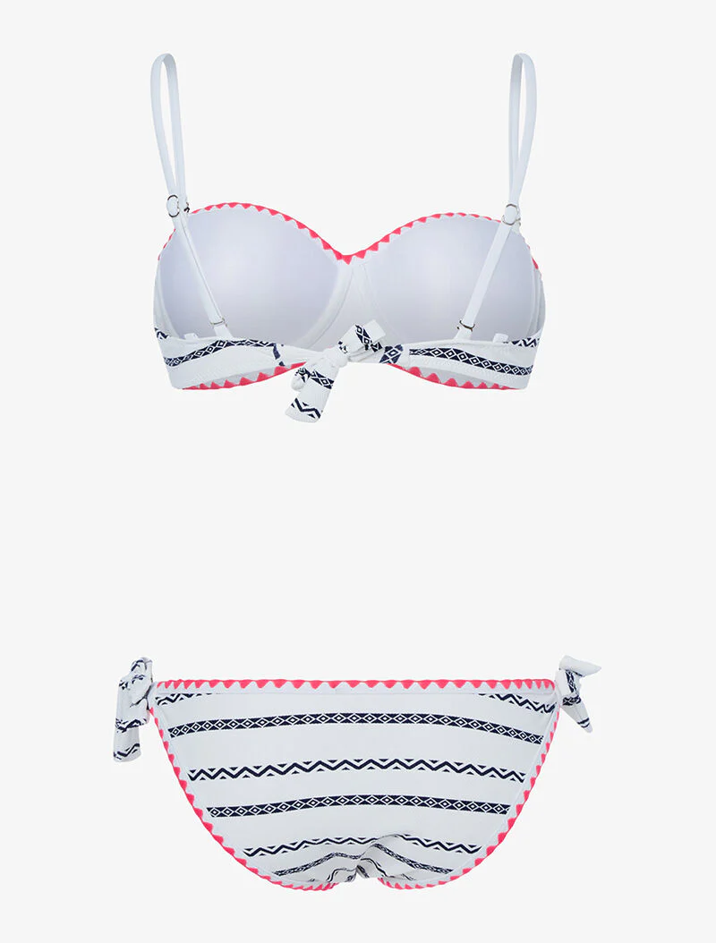 Etnisch bedrukte bikini - wit/marine - Image 2