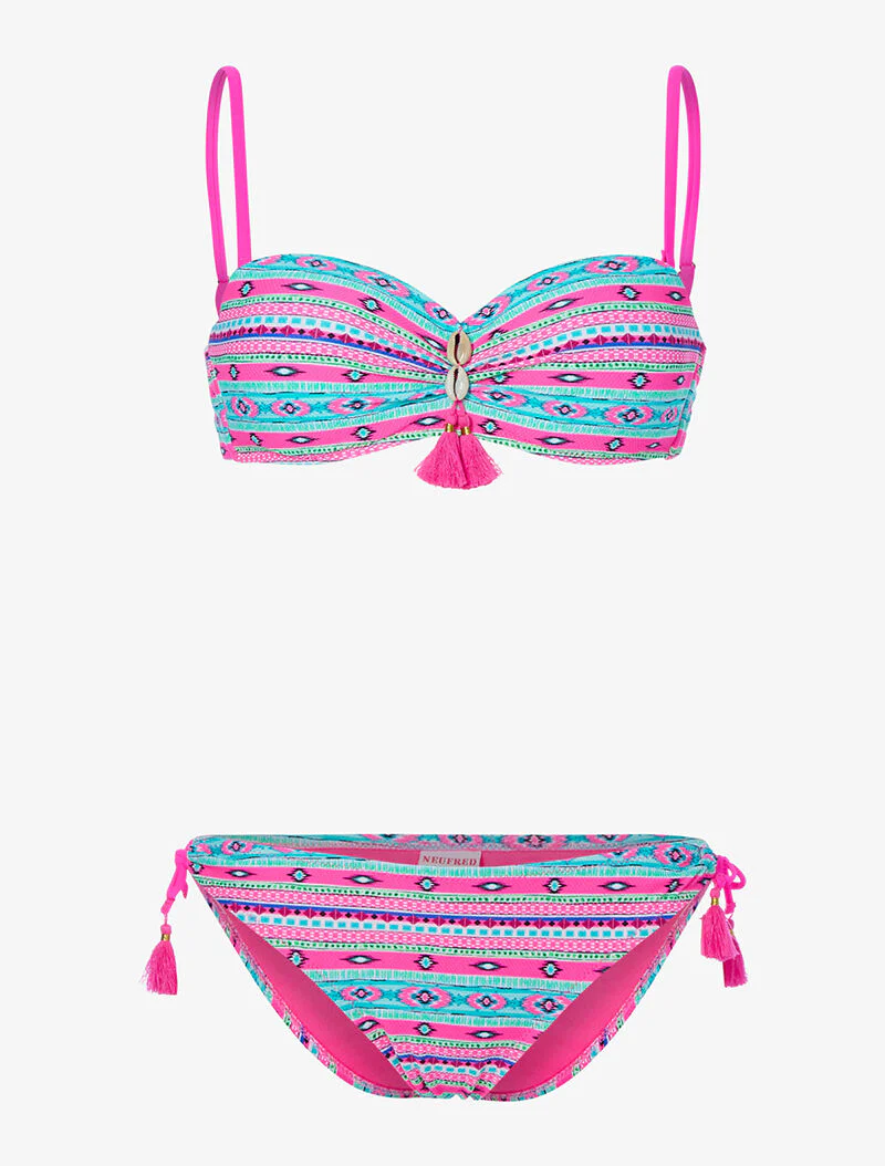 Flitsende etnische bikini - roze/turkoois