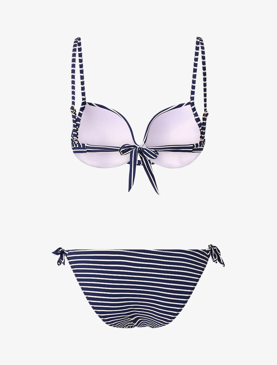 Gestrikte gestreepte bikini - Marineblauw - Image 2