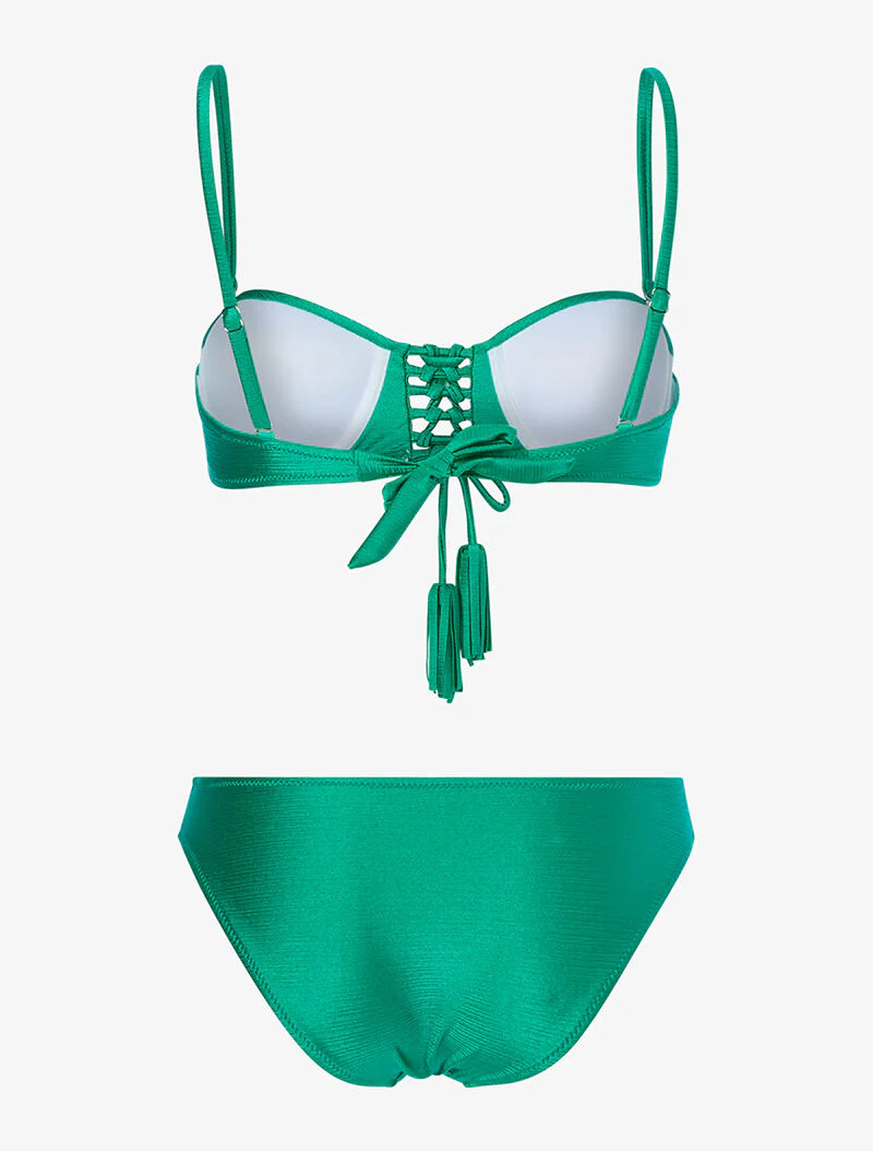 Iridescente opengewerkte bikini - groen - Image 2