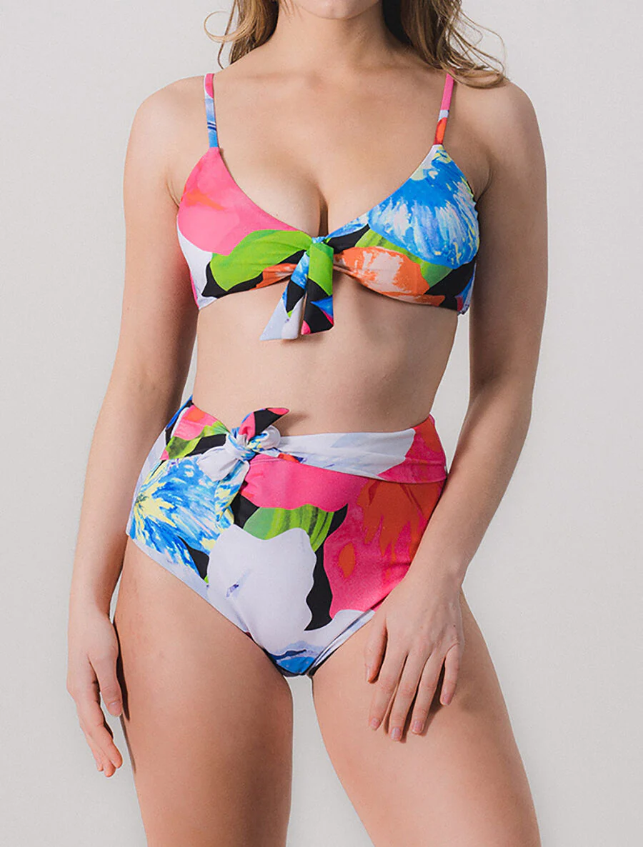 Hoog getailleerde bikini met fantasieprint - Zwart - Image 4