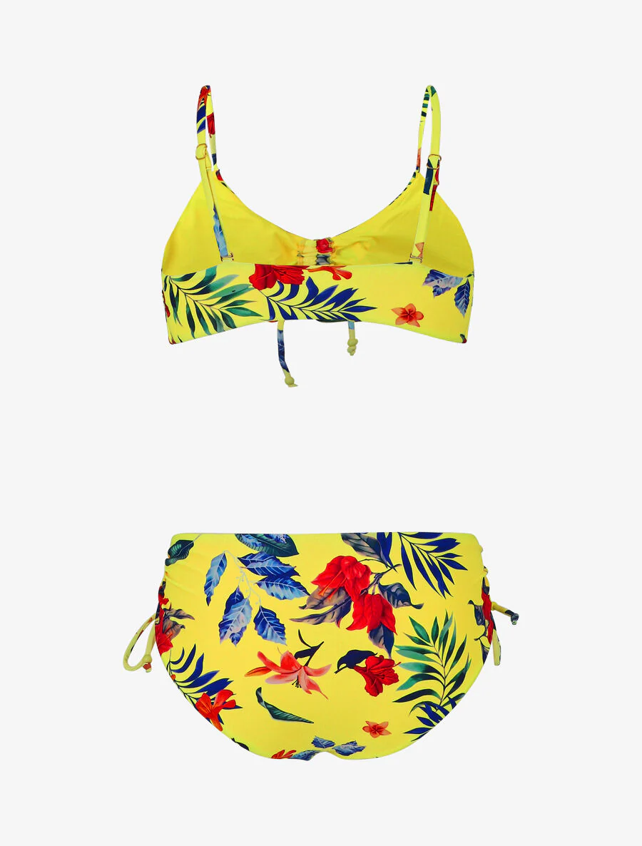 Hoge taille bikini met bloemenprint - Geel - Image 2