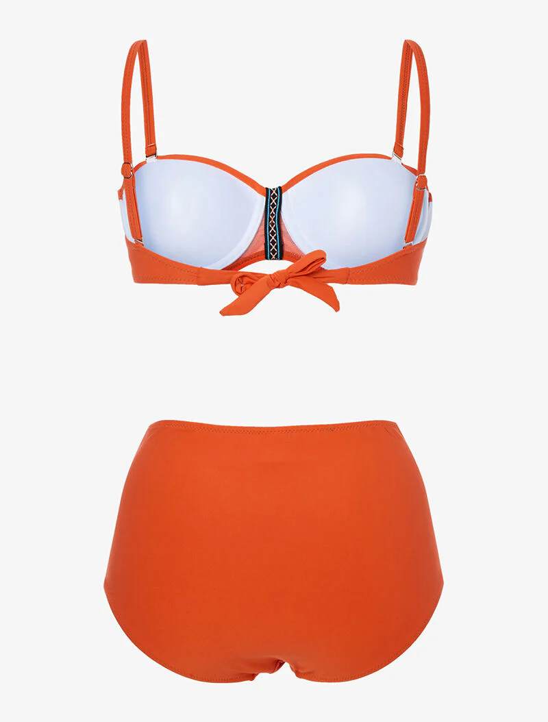 Hoog getailleerde bikini met geborduurde kant - oranje - Image 2