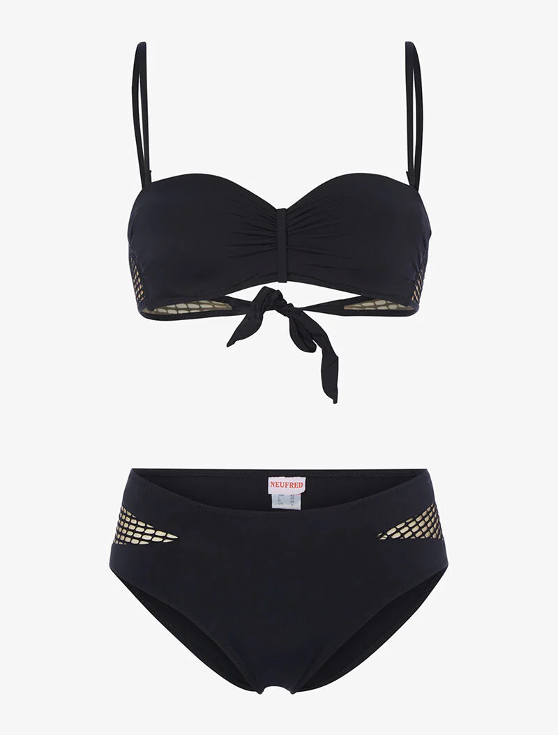 Bikini inzetstukken van netstof - zwart