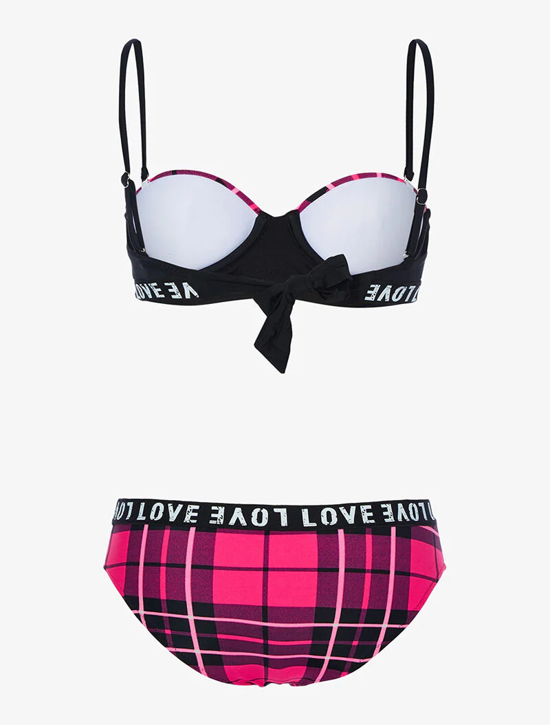 Bikini Love geruite print - fuchsia - Image 2