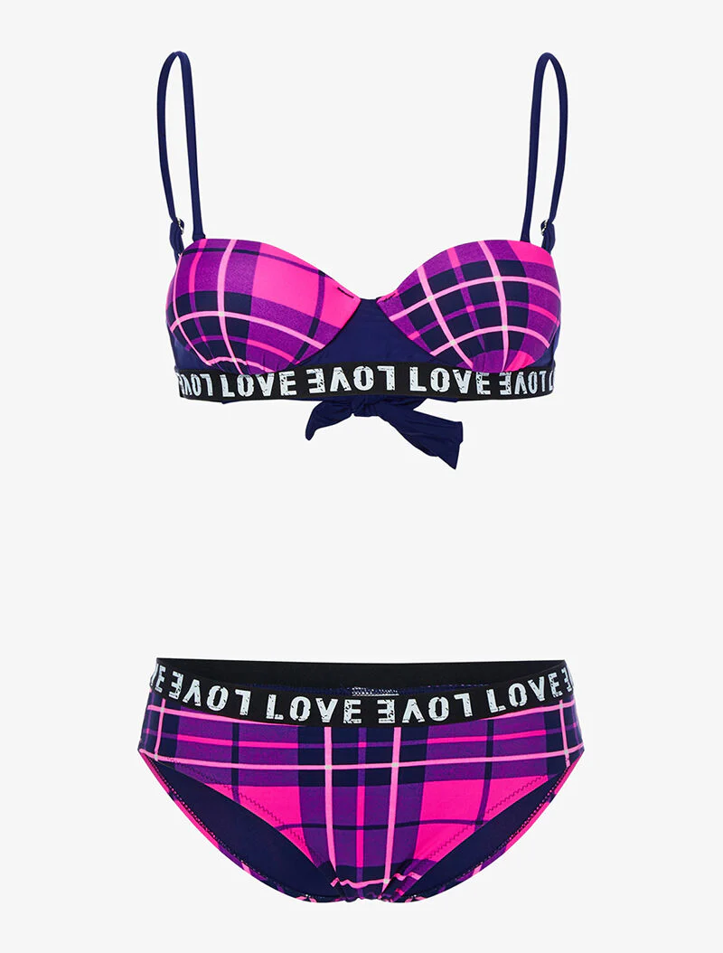 Bikini Love geruite print - paars