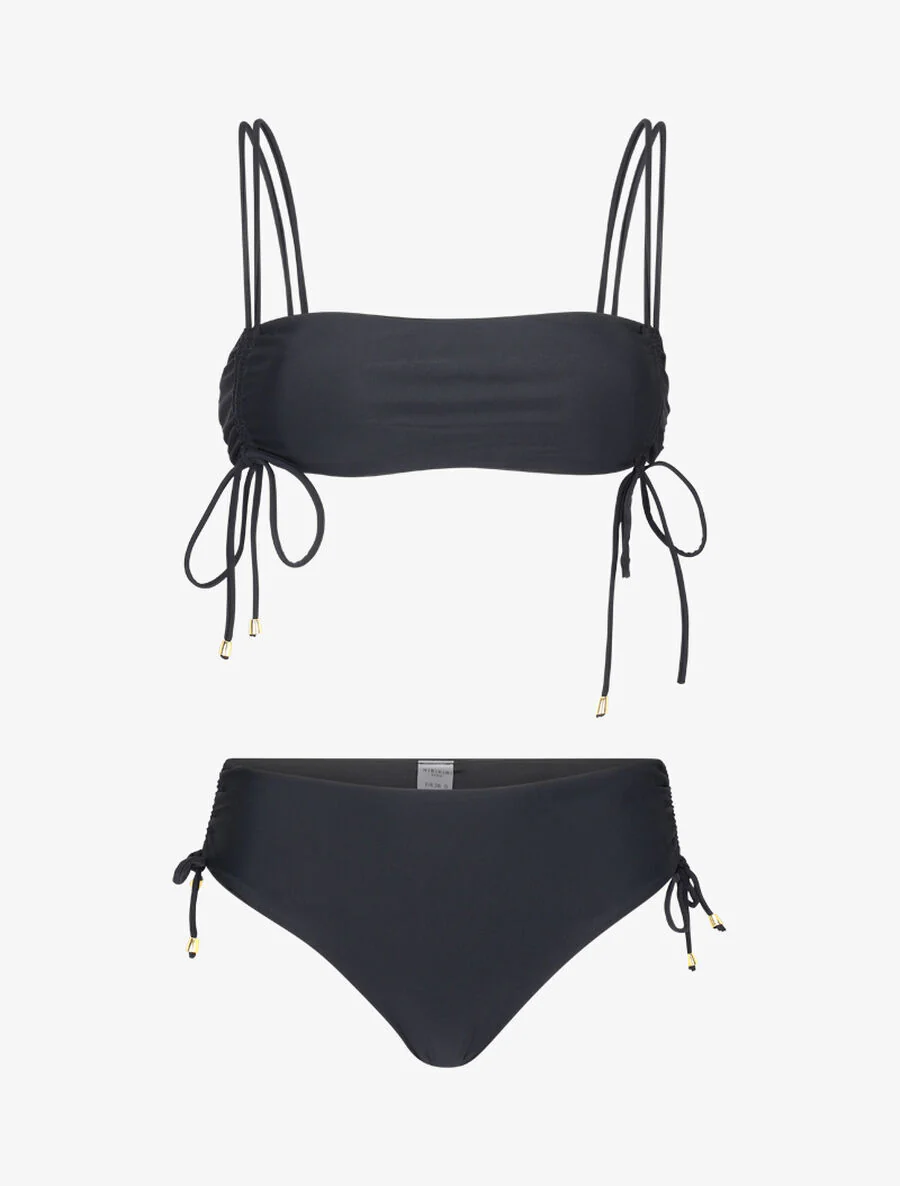 Bikini met bandjes met kettinkjes - Zwart