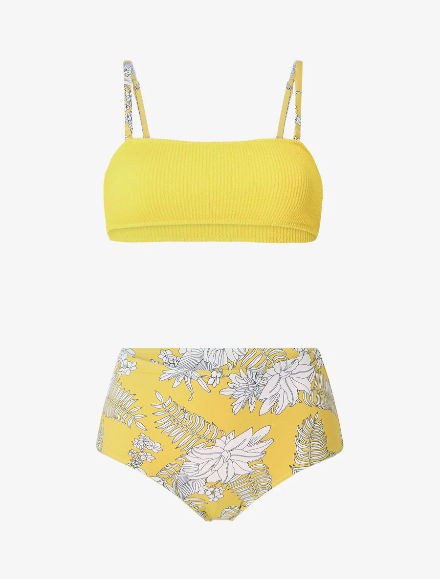 Bikini met bi-materiaal beha - Geel
