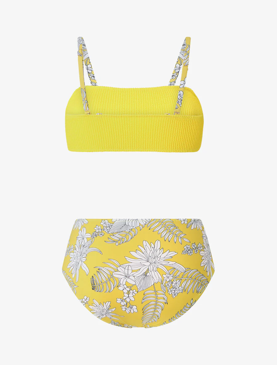 Bikini met bi-materiaal beha - Geel - Image 2