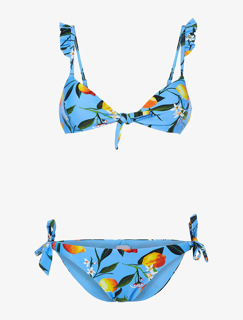 Bikini met citroenprint - lichtblauw