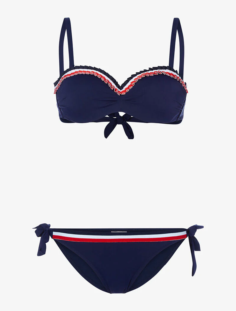 Bikini met driekleurige inzetstukken - marineblauw - marine