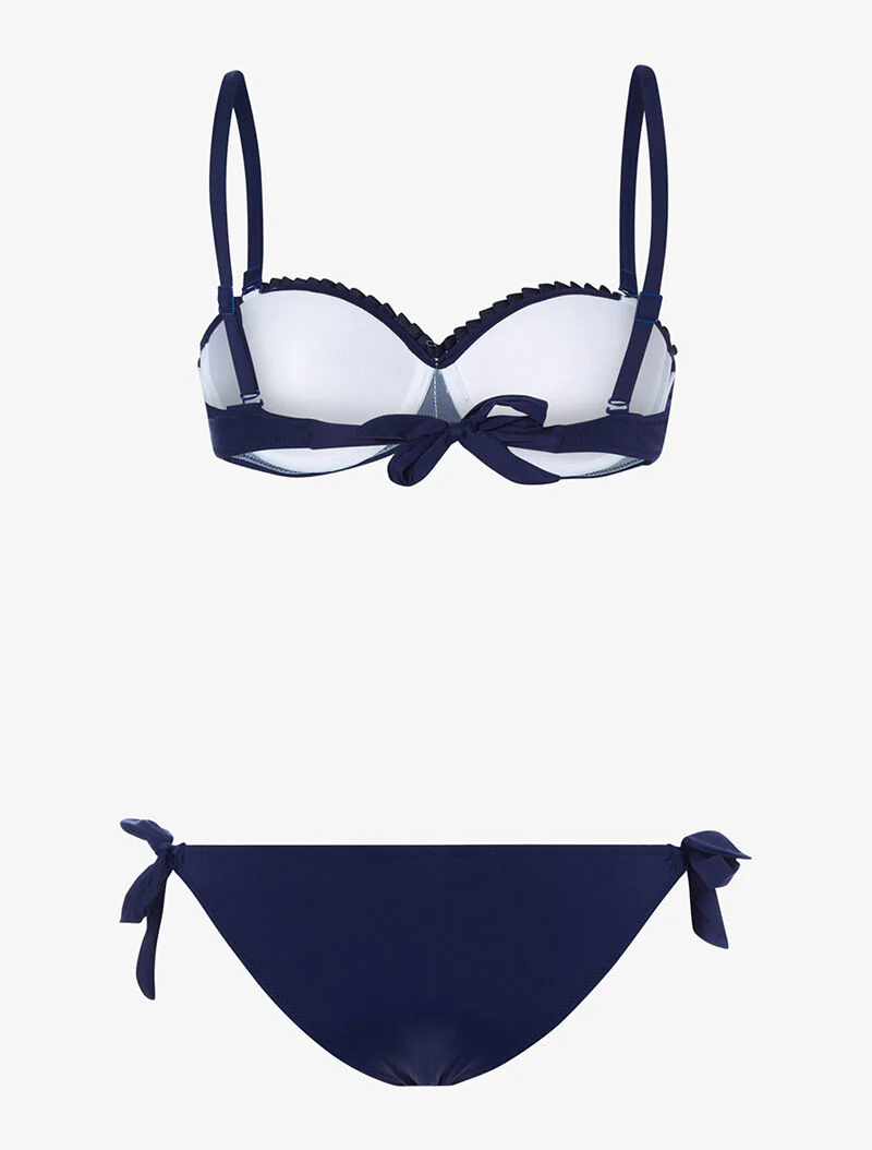 Bikini met driekleurige inzetstukken - marineblauw - marine - Image 2