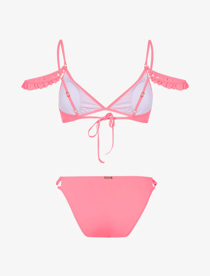Dubbelbandjes bikini met ruches - roze - Image 2